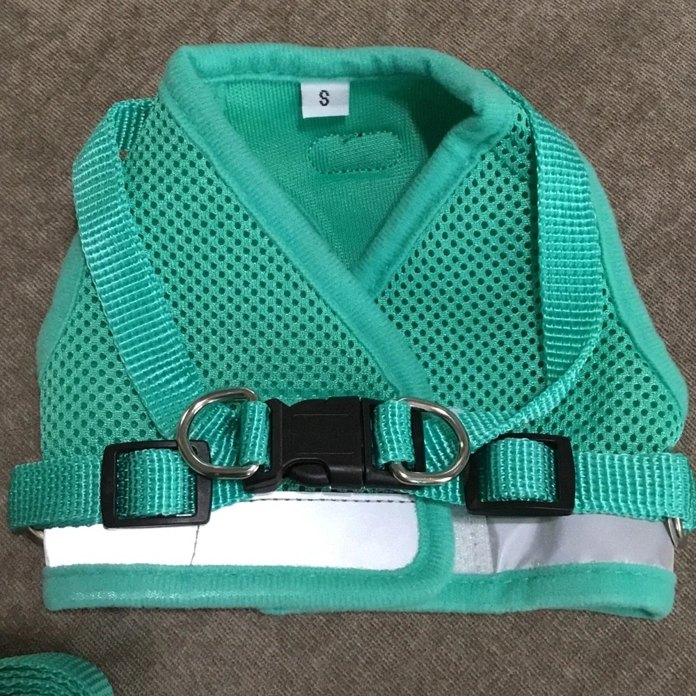 Supet turquoise step in cat harness & leash, NIB.